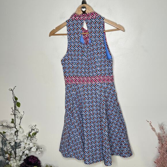 ANTHROPOLOGIE x MAEVE Buckley Geometric Shirt Mini Dress Blue Pink Sz 2 {K17} - Picture 4 of 6